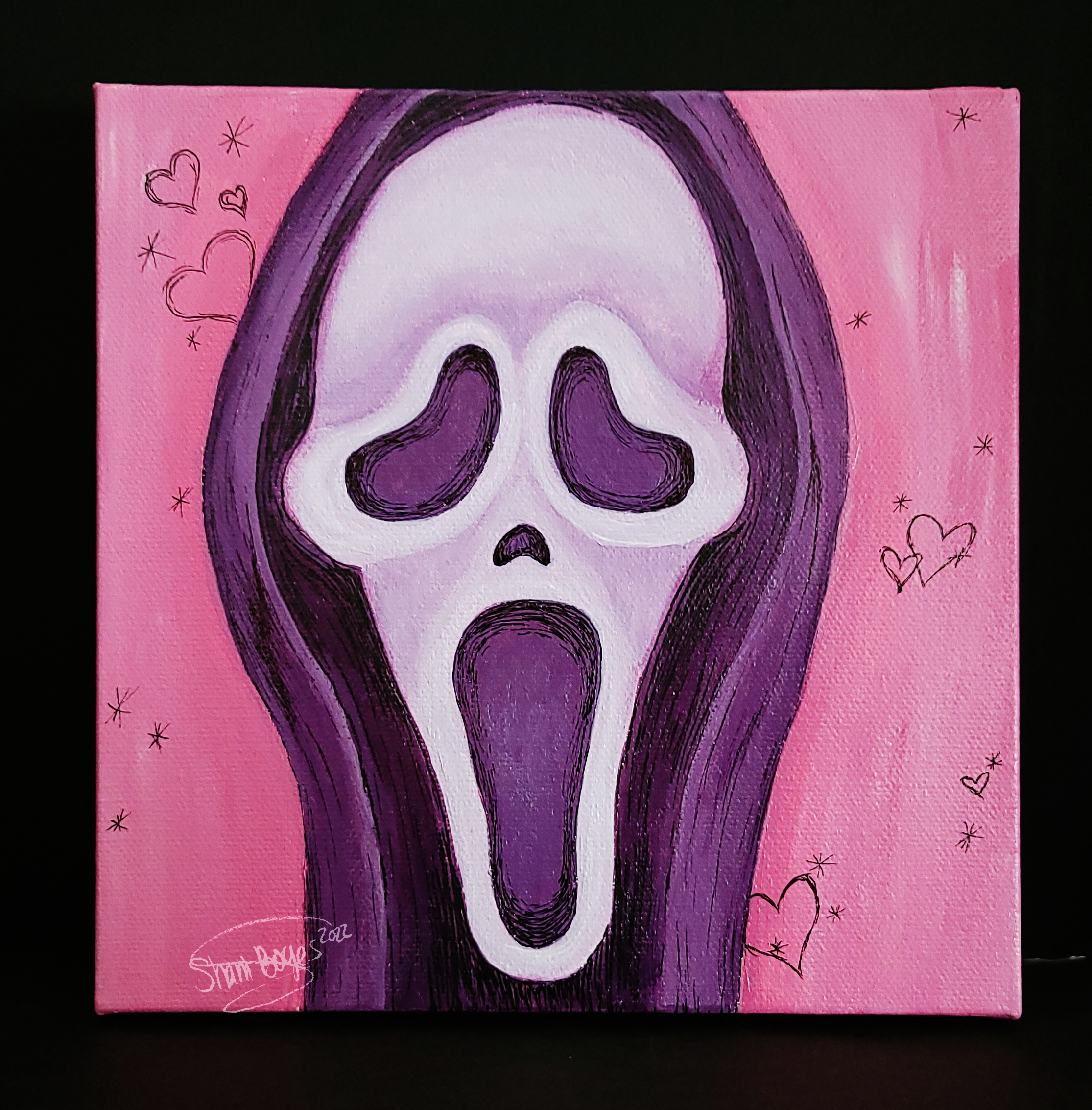 Painting - Pastel Ghostface v2 (8x8")