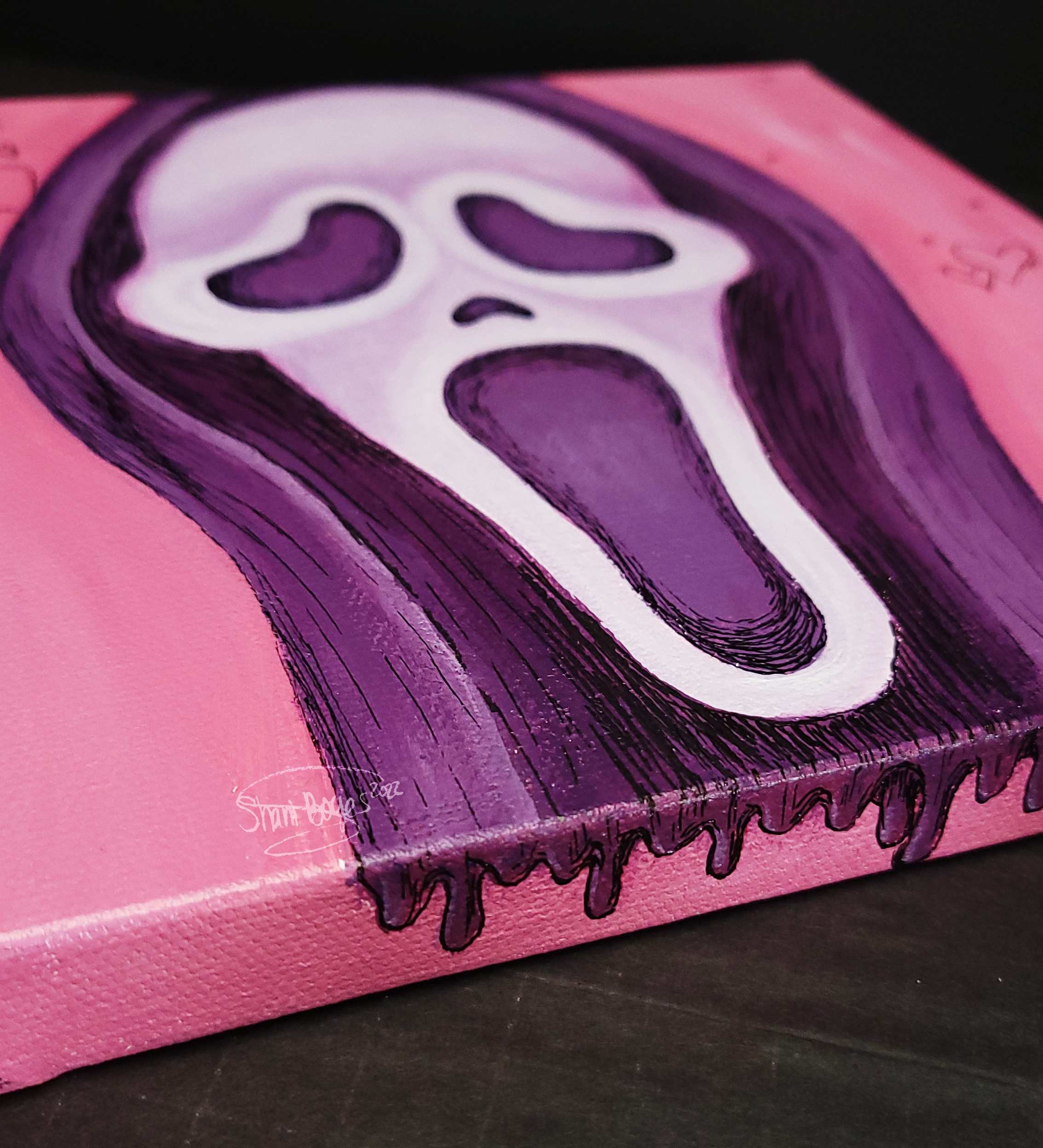 Painting - Pastel Ghostface v2 (8x8")